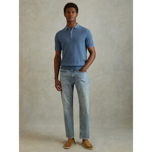 REISS IVOR Textured Half Zip Polo Shirt